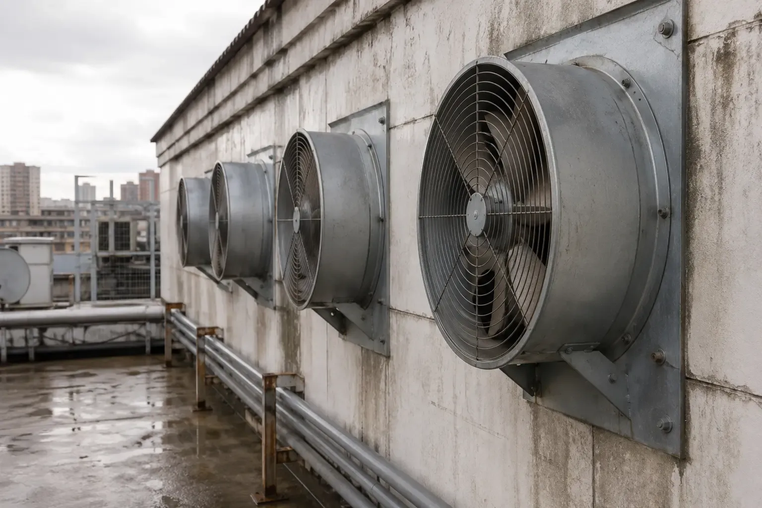 Extractores de aire instalados en operación
