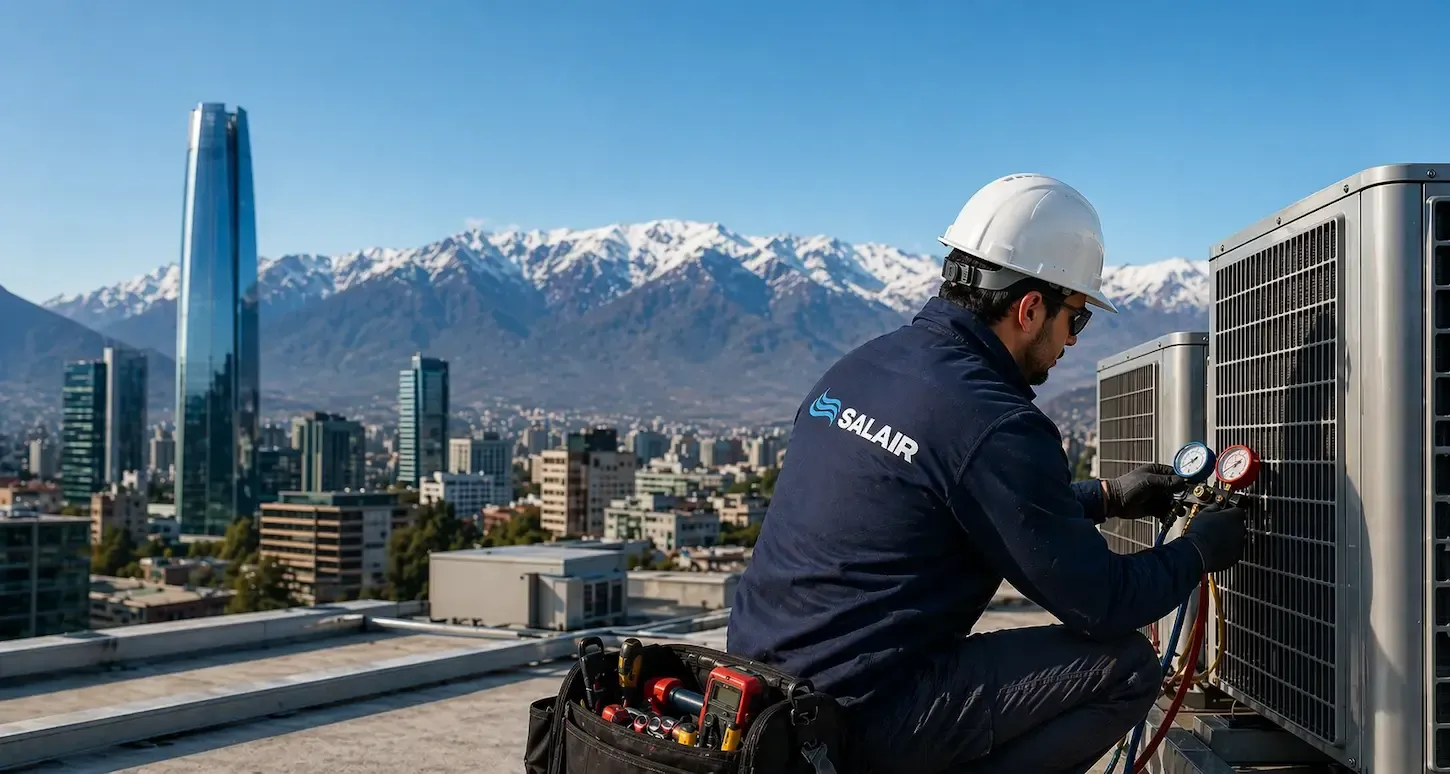Técnicos de Salair trabajando en sistema de climatización y refrigeración industrial y comercial
