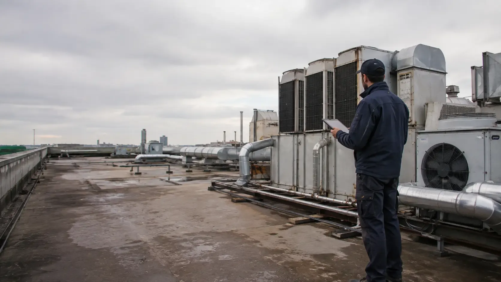 Técnico realizando una visita técnica de climatización